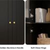 71" Tall Kitchen Pantry Cabinet, Kitchen Storage Cabinet with Glass Doors and Adjustable Shelves, Wood Food Pantry Cabinet, Freestanding Cupboard for Kitchen, Dining Room, Black
