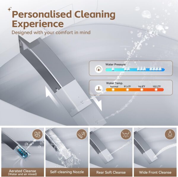 Luxury Smart Toilet with Bidet Built In, Bidet Toilet with Heated Seat, Elongated Japanese Toilet with Automatic Flush, Dryer, Night Light, Digital Display