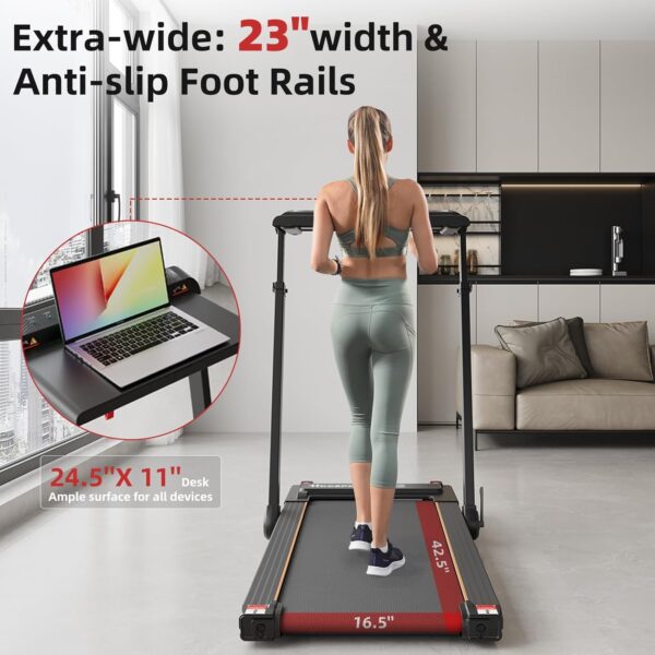 Treadmill with Incline, 3 in 1 Under Desk Treadmill Walking Pad with Removable Desk Workstation 3.5HP Foldable Compact Walking Treadmill for Home Small Office with Wristband Remote Control