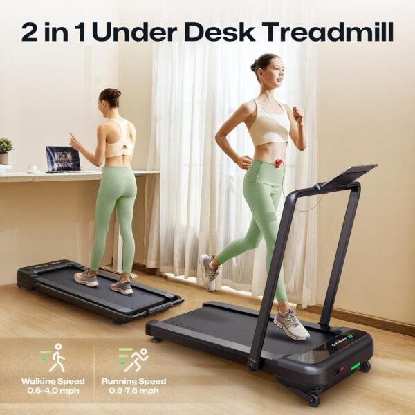 UREVO Walking Pad Treadmill with Incline, 2.5 HP Under Desk Treadmill, Foldable Treadmill for Home Office, Compact Treadmill with LED Display Remote Control 265lbs Weight Capacity