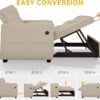 DWVO 3-in-1 Convertible Sleeper Sofa Bed, Folding Futon Couch with Pullout Bed, 5-Level Backrest, USB Ports, Storage Pockets, and Pillows, Modern Lounge Furniture for Living Room (Beige)