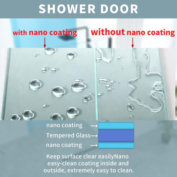 56-60" W x 76" H Frameless Single Sliding Shower Door, Frameless Shower Door, Shower Glass Door with 5/16" (8mm) Clear SGCC Tempered Glass, Stainless Steel Hardware (Gold)