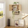 RUSTOWN Fluted Bathroom Wall Cabinet with 2 Doors, 3-Tier Modern Farmhouse Medicine Cabinet, Over The Toilet Storage Cabinet with Adjustable Shelf and Towel Bar(Natural, Small)