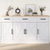 Shintenchi Buffet Cabinet with Storage,53.4" Large Kitchen Storage Cabinet with 3 Drawers and 4 Doors,Wood Farmhouse Buffet Cabinet with Adjustable Shelf for Kitchen Living Room,White