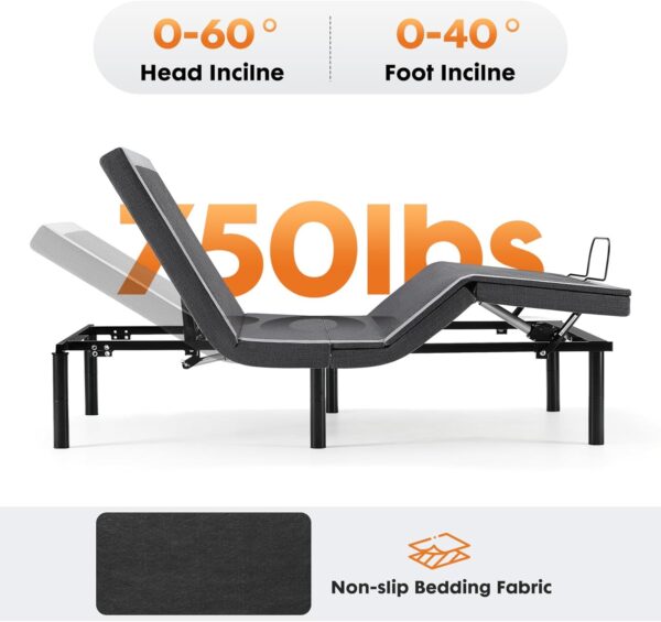 Sweetcrispy Full Adjustable Bed Frame, Ergonomic Electric Bed Base with Wireless Remote and 2 USB Ports, Head and Foot Incline, Zero Gravity Bed, Anti-Snore, Easy Assembly