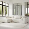108" Modular Sectional Sofa Couches for Living Room,Modern Chenille L-Shaped Sofa Set,Deep Seat Cloud Couch for Living Room, Comfy Couch for Small Space(White Light Chaise)