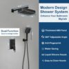 Shower Head System，DINIERA Shower System with Shower Head and Handheld Spray，Luxurious 12" Shower Faucet Set，Bathroom Wall Mounted Shower Fixtures with Build-in Brass Valve and Trim Kit，Matte Black