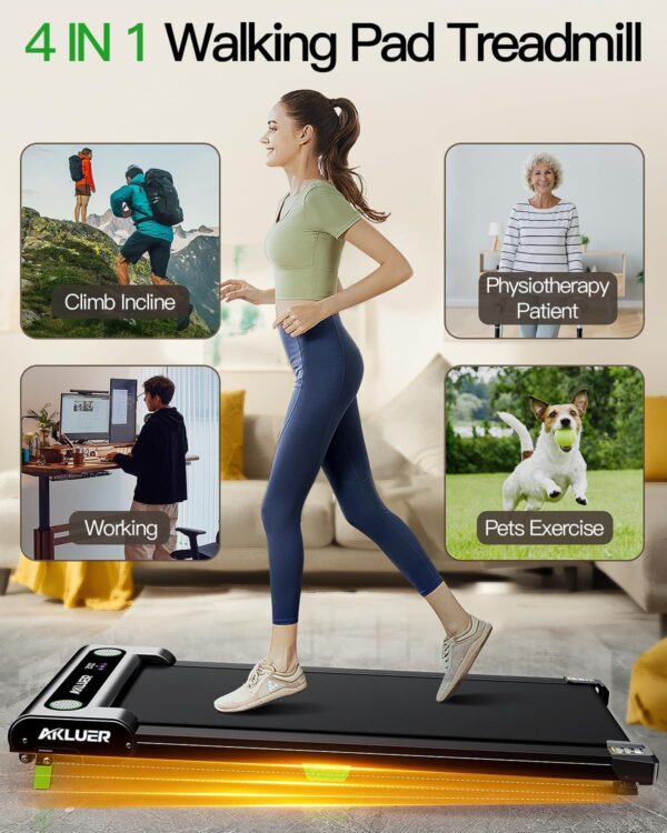 Walking Pad with Incline, Incline Walking Pad Treadmill for Home, 2.5 HP Under Desk Treadmill Small with Remote Control, Walking Pad Small Treadmill with LED Display