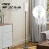 Floor Lamps for Living Room, Modern Standing Lamp with Pull Chain Switch, 3 Color Temperature Black Pole Lamp with Lampshade, 9W LED Bulb Tall Lamps for Bedroom Office Kid Room