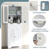 67" Tall Bathroom Storage Cabinet, Freestanding Linen Cabinet with Glass Doors and Shelves, Large Bathroom Pantry Cabinet with 2 Drawers for Living Room, Kitchen, Dining Room, Office, White