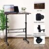 Standing Desk Adjustable Height, Mobile Stand Up Desk with Wheels Small Computer Desk Rolling Desk, Portable Laptop Desk Rustic Standing Table Sit Stand Home Office Desks 16"x31.5" Height 27"-43.5"