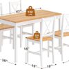 SogesPower Dining Table Set for 4, 5-Piece Wood Kitchen Dining Table Set with 4 Chairs for Kitchen Dining Room Restaurant Small Space, White&Oak