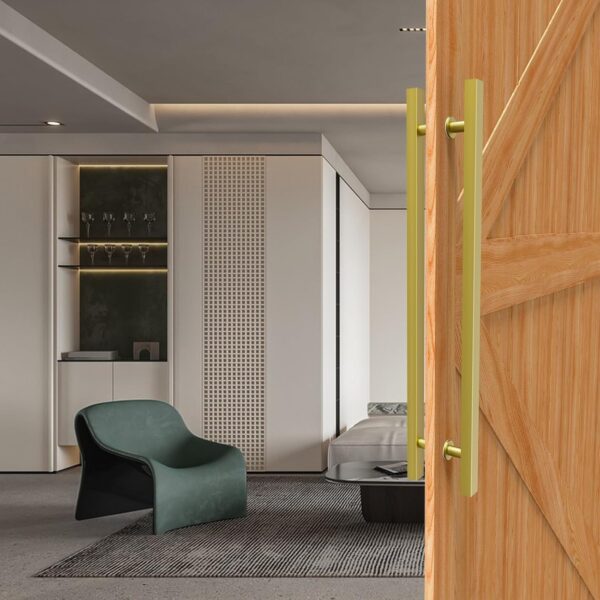36 inch Stainless Steel Door Handle Double Sided, Pull Push Sliding Barn Door Handle, Commercial H Shape Glass Shower Door Pull Handles, Brushed Gold