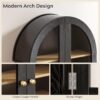 Arched Wall Cabinet, Modern Medicine Cabinet Wall Mounted Cupboard, Farmhouse Bathroom Storage Cabinet with Glass Door & Adjustable Shelf, Wooden Organizer for Kitchen (Black-Oak)