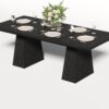 LITTLE TREE Dining Table for 6 People, Wooden Dining Table, Rectangle Table with Heavy Duty Legs, Modern Dining Table for Kitchen, Dining Room, Black