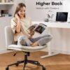 Marsail Armless-Office Desk Chair with Wheels: PU Leather Cross Legged Wide Chair,Comfortable Adjustable Swivel Computer Task Chairs for Home,Office,Make Up,Small Space,Bed Room(Light Beige)