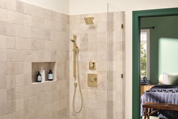 Delta Faucet Velum 14 Series Single-Function Gold Tub and Shower Faucet Set, Valve Trim Kit, Shower Handle, Delta Shower Trim Kit, Shower Set, Champagne Bronze T14437-CZ (Valve Not Included)