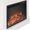 Ameriwood Home Mateo 30 Inch Electric Fireplace with Mantel, Replaceable Fireplace Insert Heater, Freestanding, Remote Control, Timer, Realistic Log and Flame Effect, White