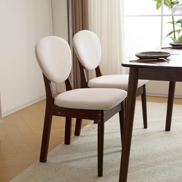 Karl home Modern 5-Piece Brown Wood Dining Table Set for 4, Compact Mid-Century Modern Table & Chair Set for Kitchen/Small Apartment/Dining Room, Padded Seats & Backrests