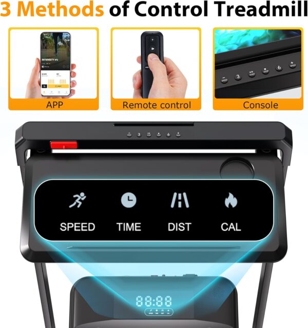 Walking Pad Treadmill, 3.0HP Under Desk Treadmill with Handle Bar and Incline, 300lbs Capacity with Removable Desk Workstation, Foldable Treadmill with Remote Control, APP for Home Office