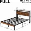 LIKIMIO Full Bed Frame, Platform Bed Frame Full with 2-Tier Storage Headboard and Strong Support Legs, More Sturdy, Noise-Free, No Box Spring Needed, Vintage Brown