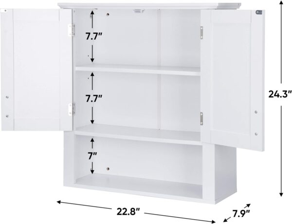 71DZICUIhrL._AC_SL1500_.jpg Bathroom Wall Cabinet Over The Toilet with 2 Doors and 3 Adjustable Shelves, Wall Mounted Bathroom Storage Medicine Cabinet for Bathroom, Living Room, Kitchen, White