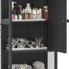 Small Bathroom Wall Cabinet, Bathroom Storage Cabinet Wall Mounted, Black Modern Medicine Cabinet, 3-Tier Wall Mounted Storage Cabinet Over The Toilet for Small Spaces, Living Room