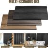 4 PCS Acoustic Wall Panels Wood Slat Self-Adhesive Soundproof Sound Absorbing Tiles for Interior Ceiling Decor Wooden Echo Dampening Paneling Noise Reducing Material 47.2X23.6in