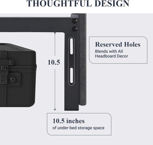 Allewie Full Size Platform Bed Frame with 3 Storage Drawers, Fabric Upholstered, Wooden Slats Support, No Box Spring Needed, Noise Free, Easy Assembly, Dark Grey