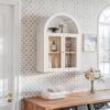 Arched Wall Cabinet,Glass Display Wall Mounted Cabinet with Tempered Glass Doors, Floating Cabinet with Adjustable Shelves for Bathroom,Living Room, Kitchen