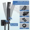 12 Inches Ceiling Mount Shower Faucets Sets Complete Shower System LED Rainfall Shower Head System Rough-in Valve Body and Trim Included Matte Black…