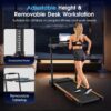 Walking Pad Treadmill with Incline, 3 in 1 Under Desk Treadmill 300lbs Capacity with Removable Desk Workstation, 3.5HP Compact Foldable Walking Treadmill for Home Office with Remote Control