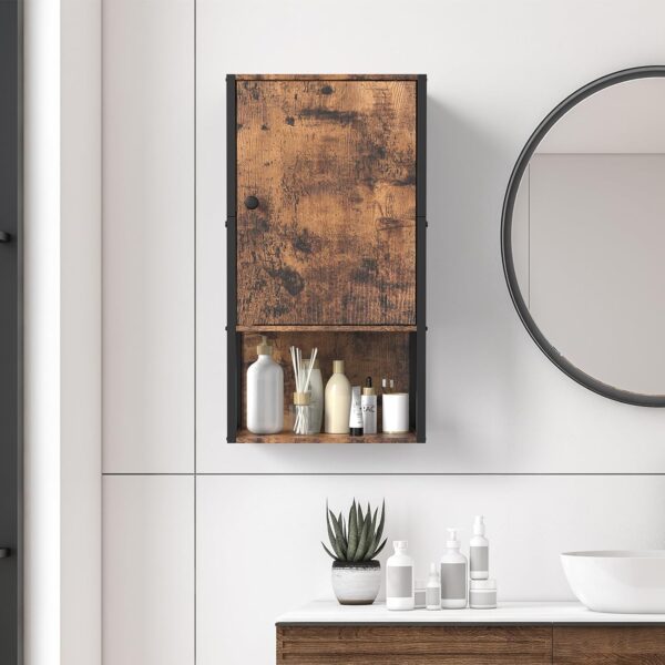 Farmhouse Medicine Cabinets, Small Bathroom Cabinet Wall Mount, Brown Bathroom Wall Cabinet, 3-Tier Wall Mounted Storage Cabinet for Small Spaces, Living Room, Laundry