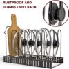 GeekDigg Adjustable Pots and Pans Organizer - 8 Tier Versatile Kitchen Pot Rack for Counter and Cabinet - Easy Setup, 3 DIY Installation Ways, Accommodates 8+ Pots and Pans - Space-Saving Black Design