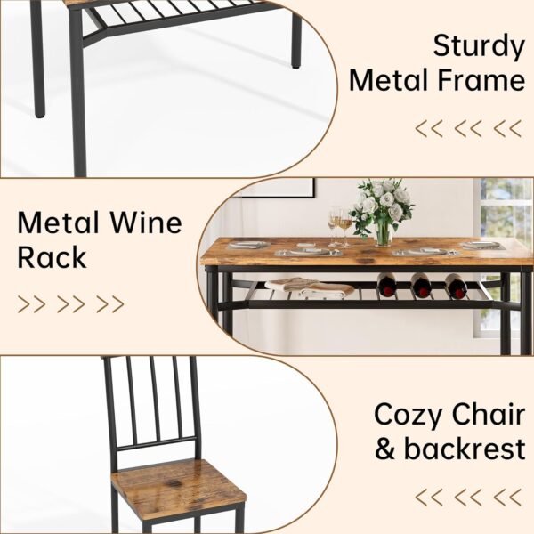 Kitchen Table Chairs Set of 4, Dining Table Set with Storage, Rectangular Table and Chairs Set for Small Spaces/Kitchen, 47'', Brown