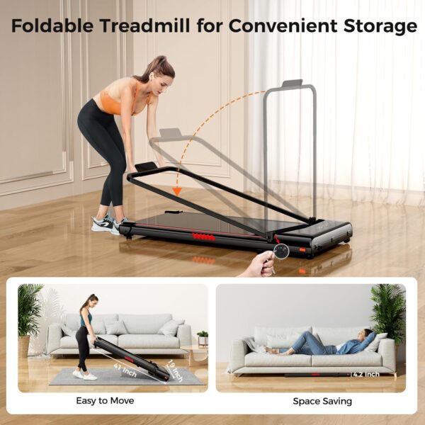 Walking Pad with Handle, 3.0HP Walking pad Treadmill, 3 in 1 Portable Under Desk Treadmill for Home, Treadmil with Handle Bar,Small Treadmill,Folding Walking Treadmill with Remote Control, LED Display