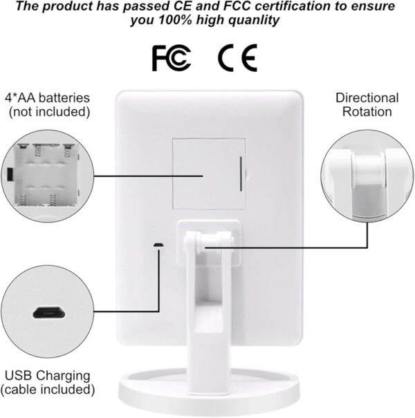 COSMIRROR Lighted Makeup Vanity Mirror with 10x Magnifying Mirror and Makeup Sponge, 21 LED Light Touch Sensor Dimming, 180 Rotating, Dual Power, Portable