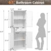 67" Tall Bathroom Storage Cabinet, Freestanding Linen Cabinet with Glass Doors and Shelves, Large Bathroom Pantry Cabinet with 2 Drawers for Living Room, Kitchen, Dining Room, Office, White