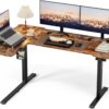 59" Reversiable L-Shaped Electric Standing Desk Adjustable Height Gaming Stand Up Corner Desk Sit Stand Home Office Computer Desk with Splice Board,Rustic Brown Top