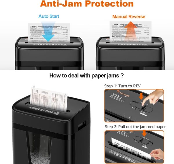Bonsaii 12 Sheet Paper Shredder for Home Office, Heavy Duty Shredder with 5.5 Gal Pullout Bin, 15 Mins Running Time, Cross Cut Shredder for CD, Credit Card, Document, Mail P-4 Security Level
