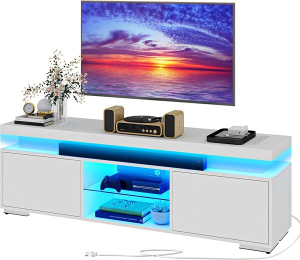 71FS0OjmrLL._AC_SL1500_.jpg DWVO LED TV Stand for 65 inch TV w/Power Outlet, TV Stands for Living Room, Entertainment Center with Storage, Modern Television Stand, Gaming Media Stand White