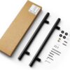 Door Pull Handles 24inch Pull Solid Standoffs Heavy-Duty Commercial Grade-304 Stainless Steel Modern Commercial Interior Exterior Door Pull Push Two Side Glass Door Barn Door Handle（Black）