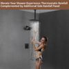 71FoO7tEOyL._AC_SL1500_.jpg Thermostatic Shower System Matte Black, Push Button Diverter Shower Faucet with 2 in 1 Handheld, Ceiling Mount 12 Inch Shower Head with 6 Inch Wall Mount Shower Head