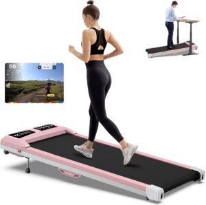 WELLFIT 10% Incline Walking Pad, 265/300+lbs Capacity Under Desk Treadmills, 29lb Lightweight Smart Treadmill with Widen Belt, Portable Treadmills Work with KINOMAP Apple Health for Home Office Small