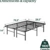 ZINUS Rumi 14in Easy SmartBase Mattress Foundation, Sturdy Metal Bed Frame, No Box Spring Needed, Eco Friendly Packaging, Queen
