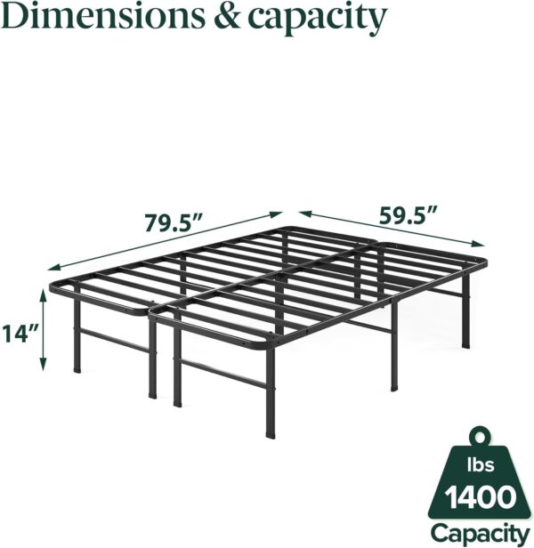 ZINUS Rumi 14in Easy SmartBase Mattress Foundation, Sturdy Metal Bed Frame, No Box Spring Needed, Eco Friendly Packaging, Queen