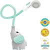 Yookidoo Baby Bath Shower Head - Elephant Water Pump with Trunk Spout Rinser - Control Water Flow from 2 Elephant Trunk Knobs for Maximum Fun in Tub or Sink for Newborn Babies