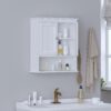 Spirich Bathroom Cabinet Wall Mounted with Doors, Wood Hanging Cabinet with Doors and Shelves Over The Toilet, Bathroom Wall Cabinet White