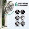 SR SUN RISE 12 Inch Rain Shower System, High Pressure Shower Heads and Handheld 6-Spray Combo Set Slide Bar Shower Faucets Sets Complete Included Valve and Trim Kit for Bathroom, Brushed Nickel