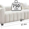 87.4" Modern 3 Seater Sofa Couch for Living Room, Mid Century Fluffy Couches with Solid Wood Frame and 6 Legs for Bedroom, Apartment, Weight Capacity 750 LBS (White)